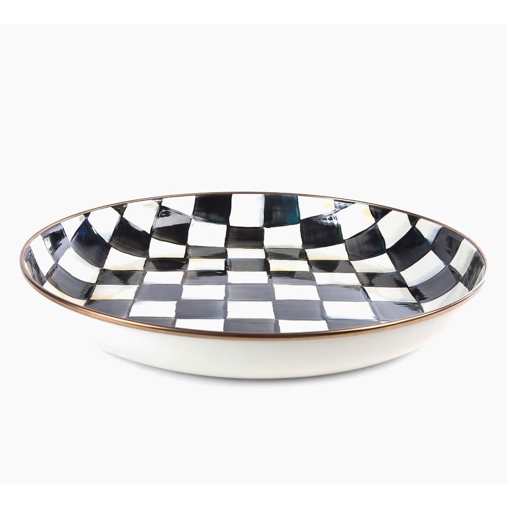 MacKenzie-Childs Courtly Check Enamel Abundant Bowl Black White Checkerboard